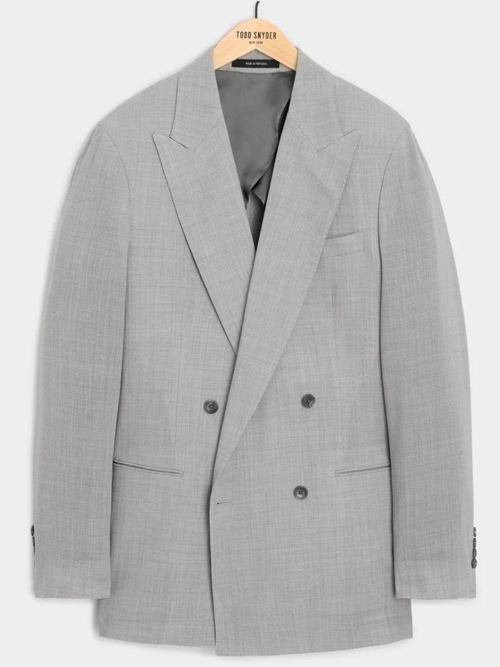 TODD SNYDER Italian Wool Double-Breasted Hollywood
Jacket 40R in Light Grey